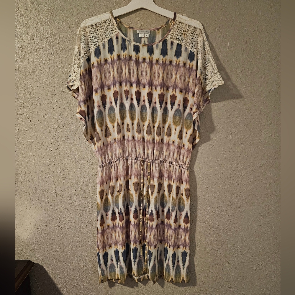 London Times Size 14 Medium Dress Tie Dye Blue Pink Boho Bohemian Clothes Hippie